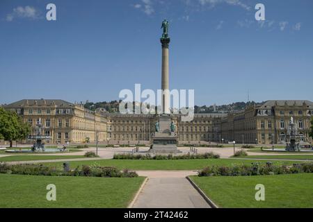 Colonne du Jubilé, Nouveau Palais, Schlossplatz, Stuttgart, Baden-Wuerttemberg, Allemagne Banque D'Images