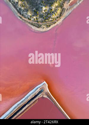 Une vue aérienne de Hutt Lagoon, un magnifique plan d'eau situé à Port Gregory, en Australie occidentale. Banque D'Images