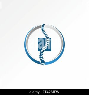 Logo design graphique concept créatif premium abstrait vecteur stock os unique de colonne vertébrale sur bloc carré Swoosh lié au sport de physiothérapie de soins de santé Illustration de Vecteur