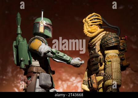 Boba Fett saluant Kane de Alien Banque D'Images