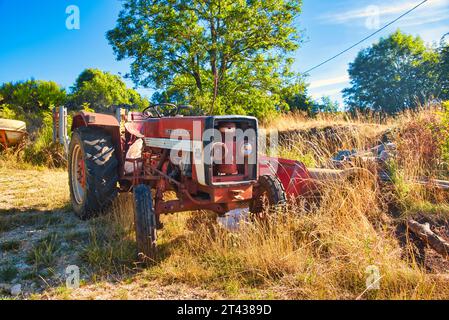 Tracteur mc cormick IH 423, abandonné, fabrication : 1972 – 1975, 41 ch - fabricant : International Harvester, origine : Neuss, allemagne Banque D'Images