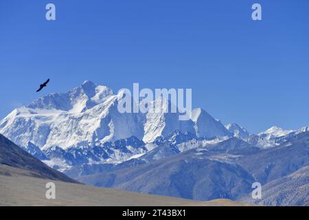 Lhassa. 27 octobre 2023. Cette photo prise le 27 octobre 2023 montre une vue du mont Qomolangma à midi. Crédit : Zhang Rufeng/Xinhua/Alamy Live News Banque D'Images