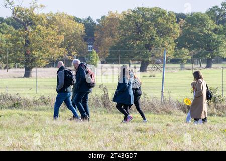 Windsor, Berkshire, Royaume-Uni. 28 octobre 2023. C'était un jour de soleil et d'averses alors que les gens étaient dehors paître dans Windsor Great Park dans le Berkshire aujourd'hui. Crédit : Maureen McLean/Alamy Live News Banque D'Images