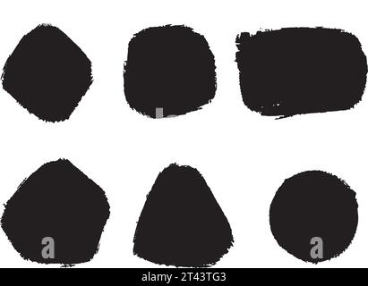 Ensemble de taches noires, dessinées à la main. Cadre de craie pastel, fond vectoriel. Texture des traits de doodle artistiques Illustration de Vecteur