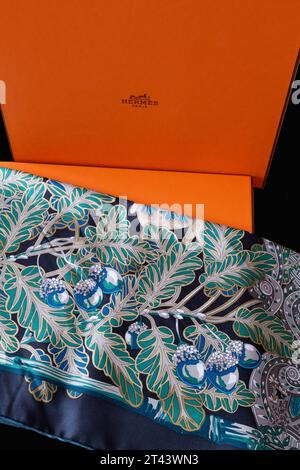 Foulard Hermes Mythes et Metamorphoses Banque D'Images