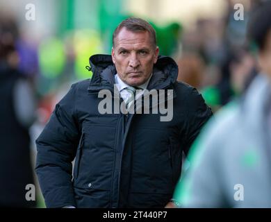 28 octobre 2023 ; Easter Road, Édimbourg, Écosse : Scottish Premiership football, Hibernian versus Celtic ; Celtic Manager Brendan Rodgers Banque D'Images