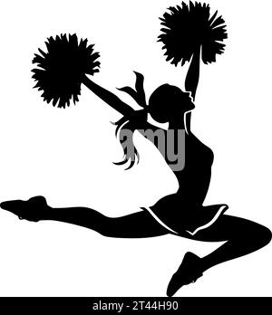 Cheerleader sautant silhouette. Illustration vectorielle Illustration de Vecteur