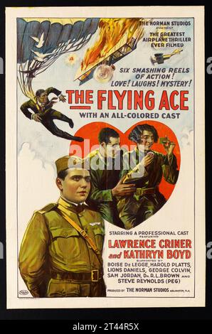 Affiche de film pour The Flying Ace. Un film noir et blanc, muet, de 1926 produit en Amérique pour un public noir. Réalisé par Richard E. Norman. Banque D'Images