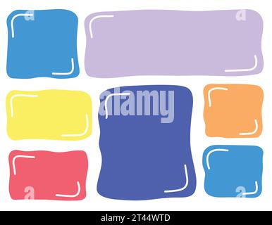 Ensemble d'affiches de citation dessinées à la main.modèle pour les citations. Champ de texte isolé. Bulle de parole pour le texte. Illustration vectorielle sur fond transparent. Illustration de Vecteur