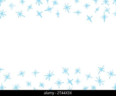 Fond de flocon de neige, cadre pour le texte. Graphiques vectoriels dessinés avec un pinceau. Illustration Doodle Illustration de Vecteur