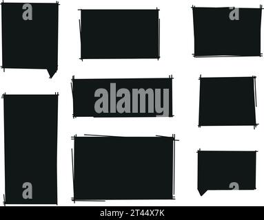 Ensemble de zones de texte dessinées à la main, graphiques vectoriels, nuages pour les citations et le texte, conception de doodle. Illustration de Vecteur