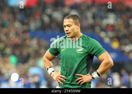 Saint Denis, Paris, France. 28 octobre 2023. Stade de France, Saint-Denis, Paris, France, 10 septembre 2023 : Cheslin Kolbe (11 - Afrique du Sud) se réchauffe avant la finale de la coupe du monde de Rugby 2023 entre la Nouvelle-Zélande et l'Afrique du Sud au Stade de France, Saint-Denis, Paris, France le samedi 28 octobre 2023 (Claire Jeffrey/SPP) crédit : SPP Sport Press photo. /Alamy Live News Banque D'Images