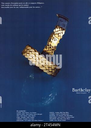 Barthelay Gold montres publicité Barthelay montre publicité Barthelay commercial Banque D'Images