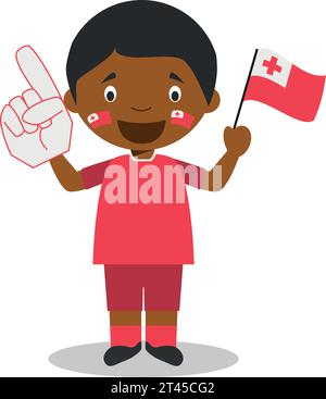 Fan de l'équipe sportive nationale des Tonga avec drapeau et gant Vector Illustration Illustration de Vecteur