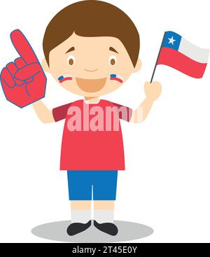 Fan de l'équipe sportive nationale du Chili avec drapeau et gant Vector Illustration Illustration de Vecteur