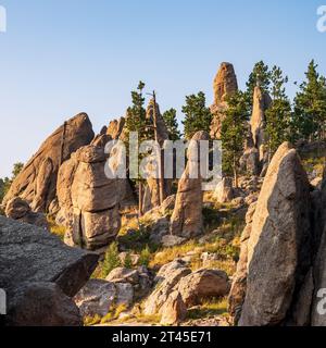 Les formations de Needles Rock dans le Custer State Park dans le Dakota du Sud Banque D'Images