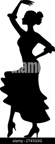 Silhouette de danseuse de flamenco de femme. Illustration vectorielle Illustration de Vecteur