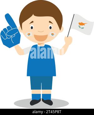 Fan de l'équipe sportive nationale de Chypre avec drapeau et gant Vector Illustration Illustration de Vecteur