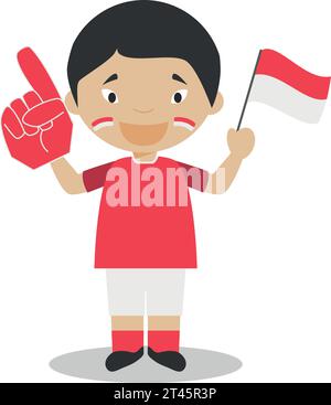 Fan de l'équipe sportive nationale d'Indonésie avec drapeau et gant Vector Illustration Illustration de Vecteur
