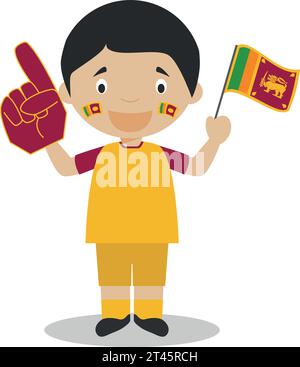 Fan de l'équipe sportive nationale du Sri Lanka avec drapeau et gant Vector Illustration Illustration de Vecteur