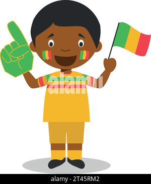 Fan de l'équipe sportive nationale du Mali avec drapeau et gant Vector Illustration Illustration de Vecteur