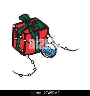 Cadeaux de Noël, cadeaux du nouvel an, boîtes cadeaux avec rubans Illustration de Vecteur