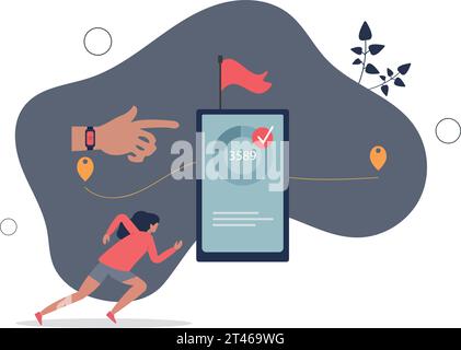 Technologie de fitness comme montre intelligente portable pour les activités sportives. Technologie numérique pour les exercices sains et la mesure de la fréquence cardiaque. Illustration de Vecteur