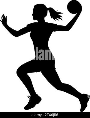 Silhouette de joueur de Handball de femme. illustration vectorielle Illustration de Vecteur