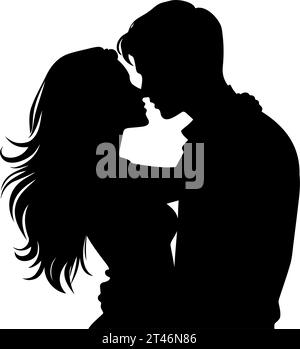 Amoureux couple silhouette. Illustration vectorielle Illustration de Vecteur