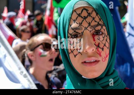 Un rassemblement pro-palestinien à Melbourne, Victoria, Australie Banque D'Images