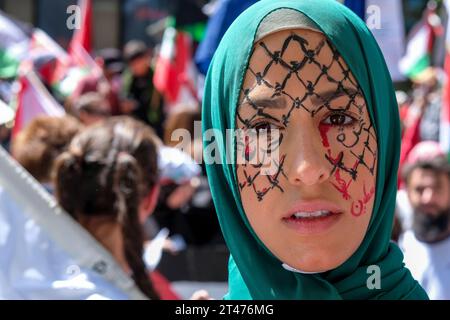 Un rassemblement pro-palestinien à Melbourne, Victoria, Australie Banque D'Images