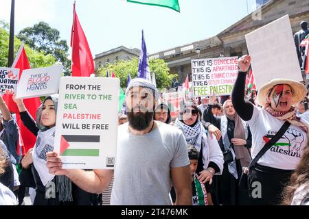 Un rassemblement pro-palestinien à Melbourne, Victoria, Australie Banque D'Images