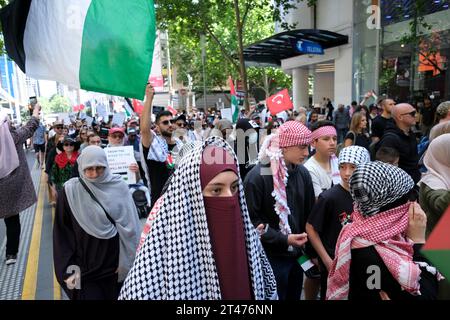 Un rassemblement pro-palestinien à Melbourne, Victoria, Australie Banque D'Images