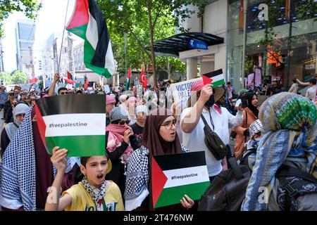 Un rassemblement pro-palestinien à Melbourne, Victoria, Australie Banque D'Images