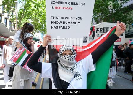 Un rassemblement pro-palestinien à Melbourne, Victoria, Australie Banque D'Images