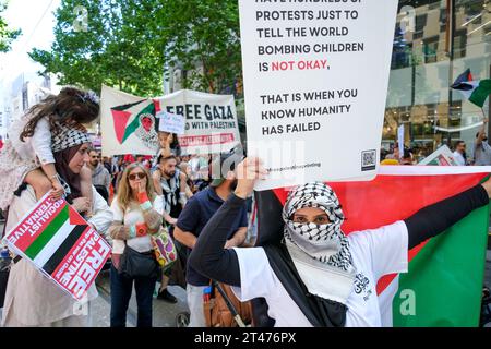 Un rassemblement pro-palestinien à Melbourne, Victoria, Australie Banque D'Images