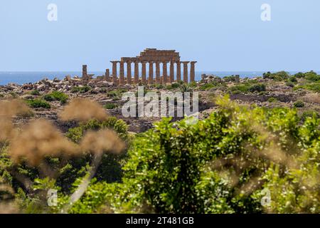 Côté temple à Selinonte, Sicile Banque D'Images