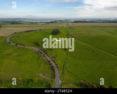 The Hackpen White Horse on the Marlborough Downs à Wiltshire, Royaume-Uni Banque D'Images