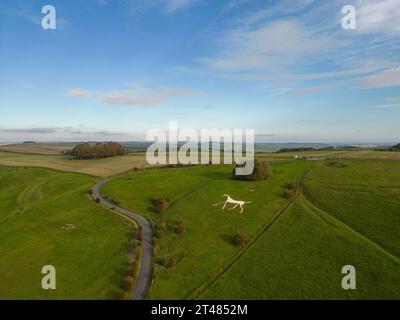 The Hackpen White Horse on the Marlborough Downs à Wiltshire, Royaume-Uni Banque D'Images