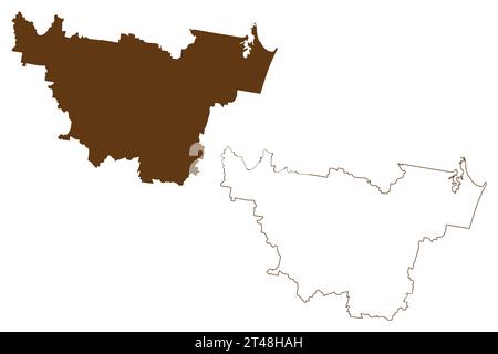 Gympie Region (Commonwealth of Australia, Queensland State) illustration vectorielle, croquis griffonnant carte Gympie Illustration de Vecteur