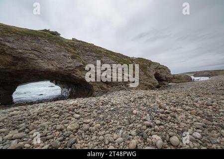 Arches rocheuses de dolomite sur la côte rocheuse de Terre-Neuve Banque D'Images