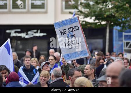 29.10.2023 Israel Demo Pro Israelische Kundgebung auf dem Stuttgarter Marktplatz. Etwa 1500 Menschen nahmen teil, unter den Rednern waren Bundesminister CEM Özdemir, Rabbiner Jahuda Puschkin und Antisemitismusbeauftragter Michael Blume. Stuttgart Marktplatz Baden Württemberg Deutschland *** 29 10 2023 Israël Demo Pro-Israël rassemblement sur le marché de Stuttgart environ 1500 personnes ont assisté, parmi les orateurs étaient le ministre fédéral CEM Özdemir, le rabbin Yahuda Pouchkine et le commissaire antisémite Michael Blume Stuttgart marché Baden Württemberg Allemagne Banque D'Images