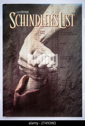 Couverture d'informations publicitaires pour le film Schindler's List, sorti en 1993 Banque D'Images