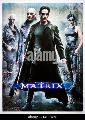 Couverture d'informations publicitaires pour le film The Matrix, sorti en 1999 Banque D'Images