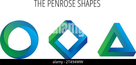 Le Penrose Impossible forme de base dégradé vert-bleu sur blanc Illustration de Vecteur