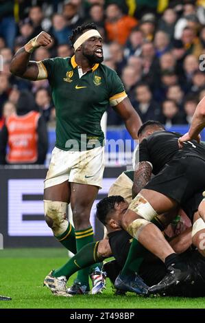 Saint Denis, France. 28 octobre 2023. Julien Mattia/le Pictorium - Afrique du Sud - Nouvelle-Zélande coupe du monde de Rugby - 28/10/2023 - France/Seine-Saint-Denis/Saint-Denis - Siya kolisi à la finale de la coupe du monde de Rugby 2023 entre l'Afrique du Sud et la Nouvelle-Zélande, au Stade de France, le 27 octobre 2023. Crédit : LE PICTORIUM/Alamy Live News Banque D'Images