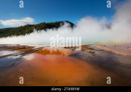 Fond naturel inspirant. Piscines et champs de geysers dans le Parc National de Yellowstone, aux États-Unis. Banque D'Images