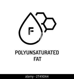 Icône noire de la ligne de graisse polyinsaturée. Faits nutritionnels. Illustration de Vecteur