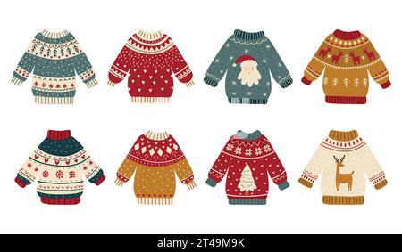 Collection de pulls de Noël laids Illustration de Vecteur
