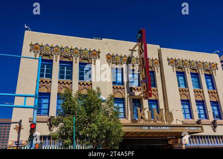 Théâtre Kimo le long de la route 66 à Albuquerque, Nouveau-Mexique, États-Unis [pas d'autorisation de l'établissement ; licence éditoriale uniquement] Banque D'Images